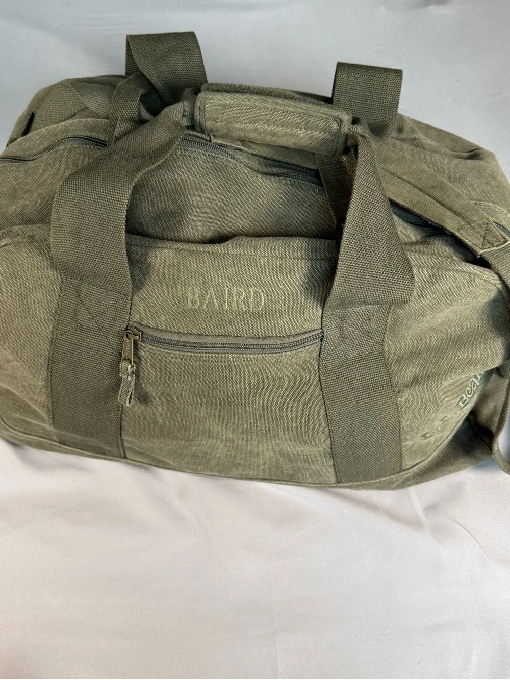 L.L. Bean Olive Canvas Duffel Bag Duo